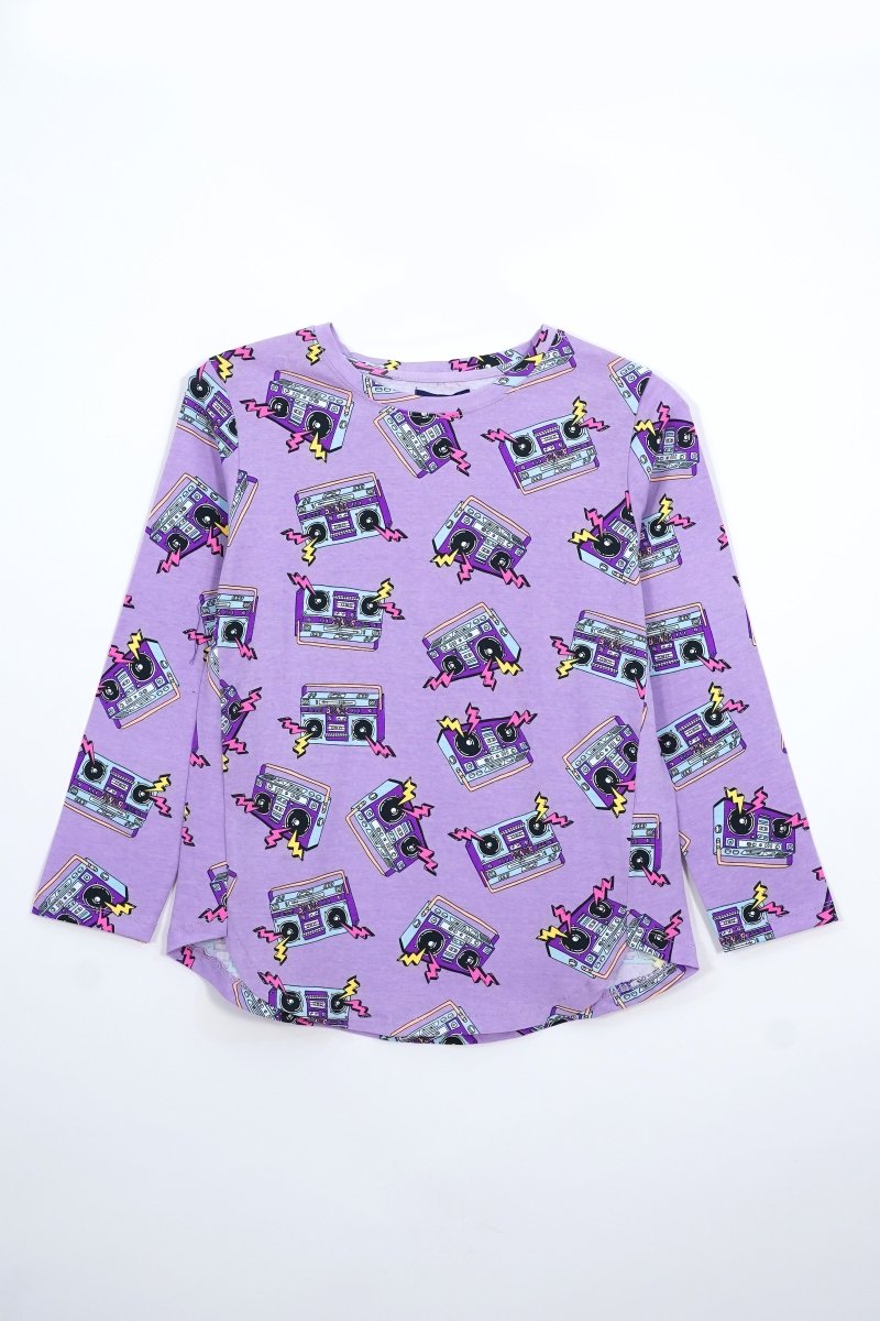 OKAIDI Girls’ Retro Boombox Long Sleeve Tee - Smgarment's