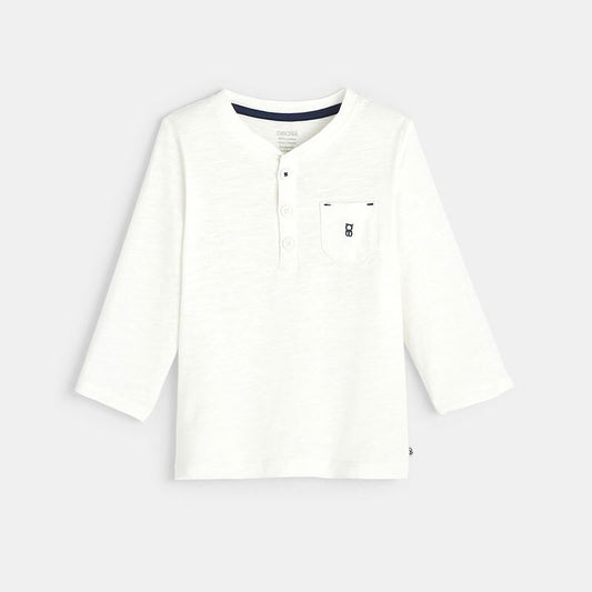 OKAIDI OBAIBI T-shirt with Tunisian collar in solid color flamé organic cotton for boy - Smgarment's