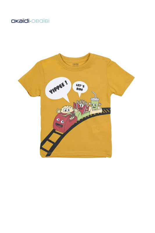 Okaïdi - Obaïbi Yellow Cartoon Print T-Shirt for Boys - Smgarment's