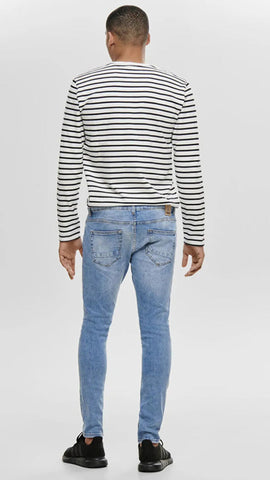 Onsspun Blue Washed Dcc Noos Slim Tapered Fit Jeans For Mens