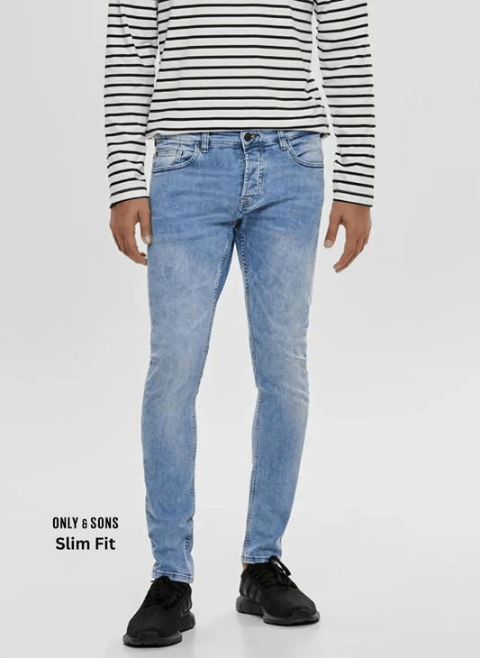 ONLY & SONS Men's Slim Blue Washed Jeans - Smgarment's