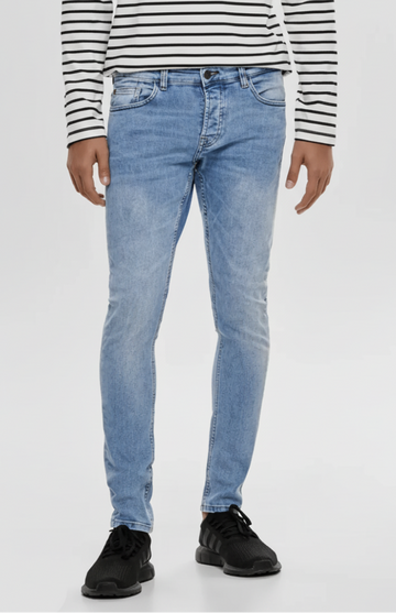 Onsspun Blue Washed Dcc Noos Slim Tapered Fit Jeans For Mens