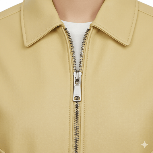 Oversized Harrington Leather Jacket - Smgarment's