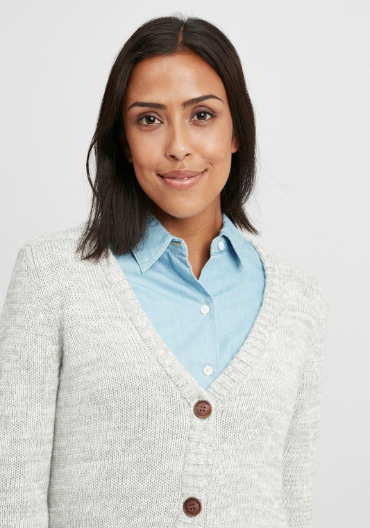 OXMO Knit Cardigan Philemona in Light Grey - Smgarment's