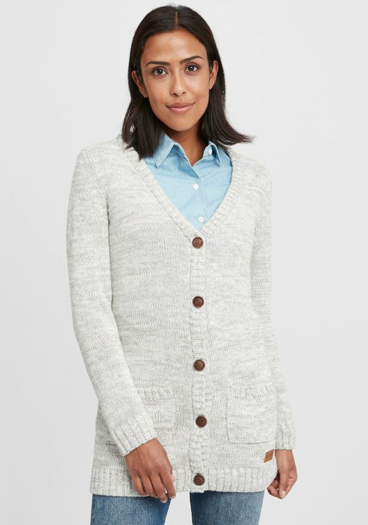 OXMO Knit Cardigan Philemona in Light Grey - Smgarment's