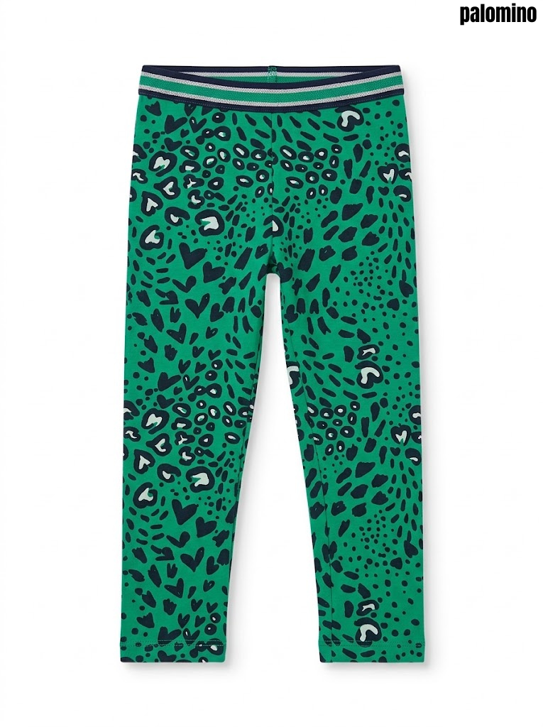Palomino Girls' Green Leopard Print Stretch Cotton Jersey Leggings| SM GARMENTS