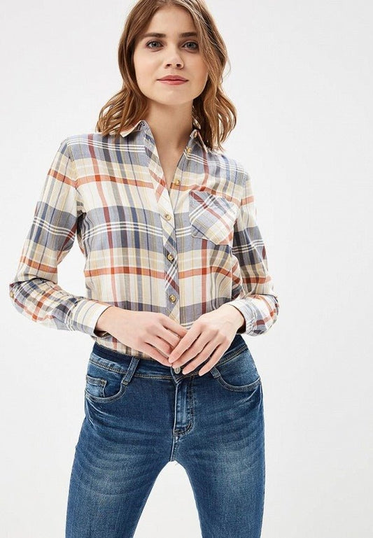 PIAZA ITALIA WOMENS CHECK SHIRT - Smgarment's