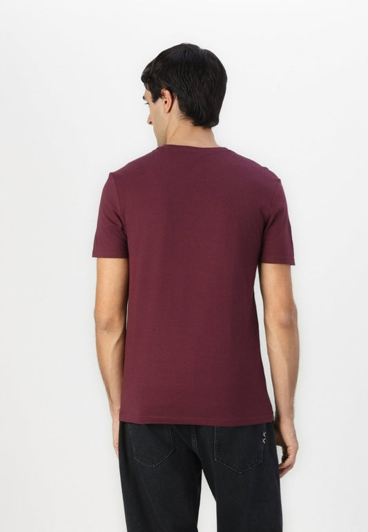 PIER ONE Classic Crew Neck Tee Deep Maroon - Smgarment's