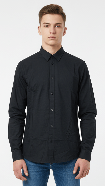 PIER ONE MENS BASIC BLACK SHIRT - Smgarment's