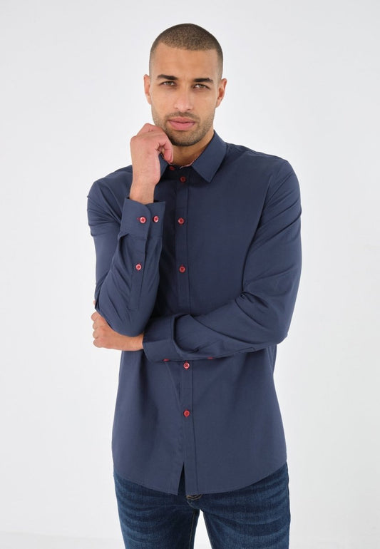 PIER ONE MENS BASIC DARK BLUE SHIRT - Smgarment's