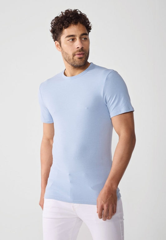 PIER ONE Men's BLUE FOG Slim Fit Crew Neck T-Shirt - Smgarment's