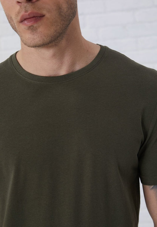 PIER ONE Men's Dark Olive Green Classic Crew Neck T-Shirt - Smgarment's