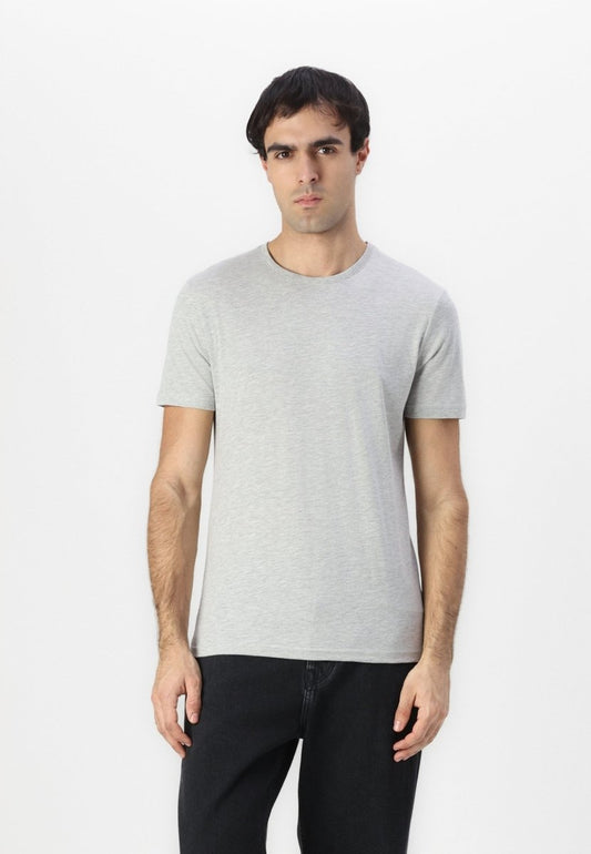 PIER ONE Men's Heather Grey Cotton Crew Neck T-Shirt - Smgarment's
