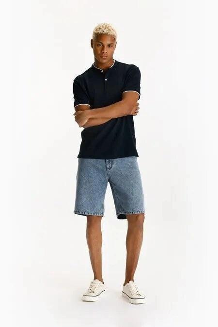 POLO SHIRT WITH EMBROIDERED STAND COLLAR - SMgarment's