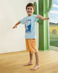 Prenatal Children's orange bermuda shorts with palm trees for boys - Smgarment's