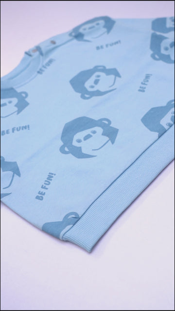 PRENATAL Girls Printed Ice Blue Sweatshirt