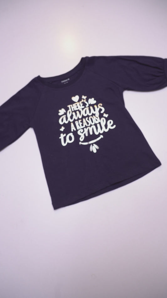 NAME IT Girls 3 Quarter Sleeves Printed T Shirt