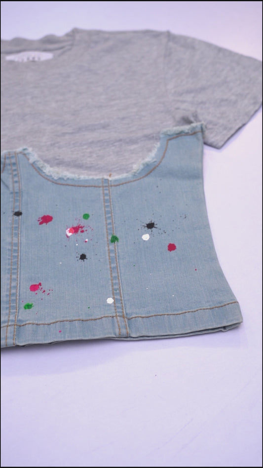 THRILL JEANS Womens Corset Denim Top