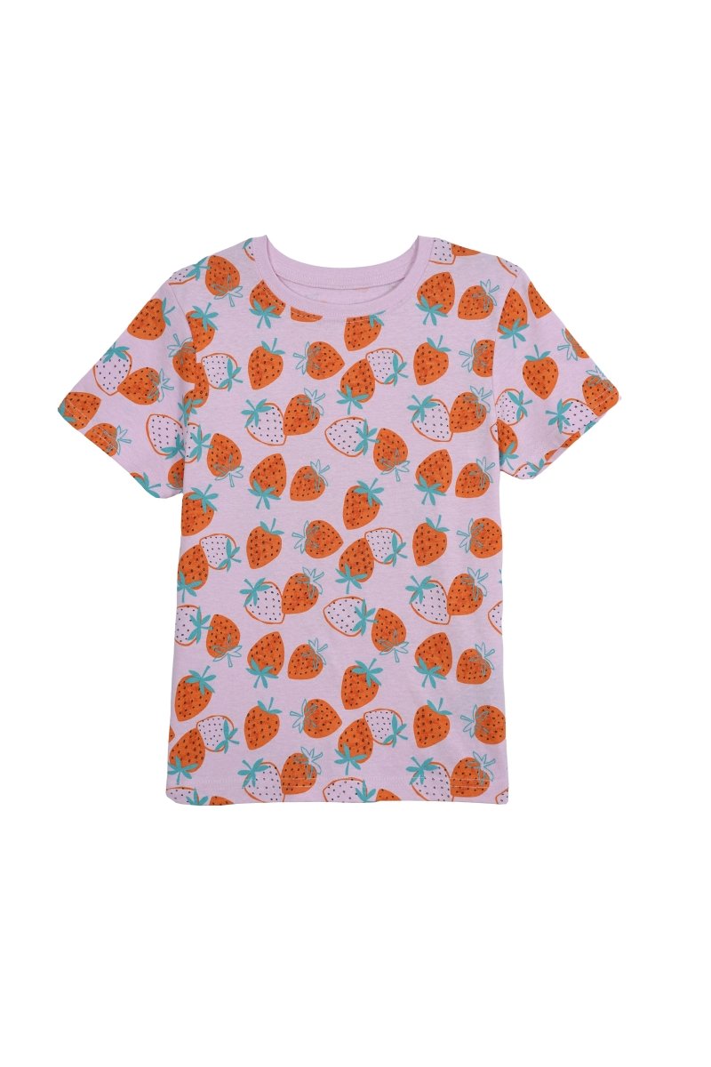 PRIMARK Kids’ Strawberry Print T-Shirt – Pink & Orange All - Over Pattern - Smgarment's