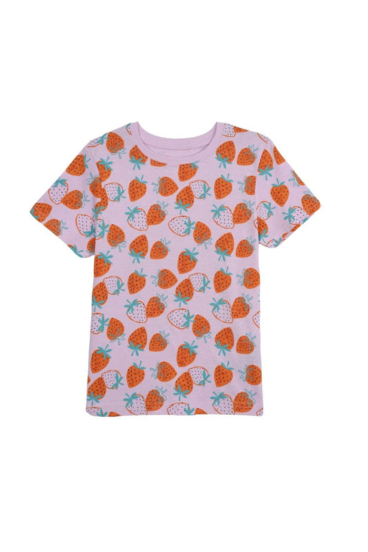 PRIMARK Kids’ Strawberry Print T-Shirt – Pink & Orange All - Over Pattern - Smgarment's