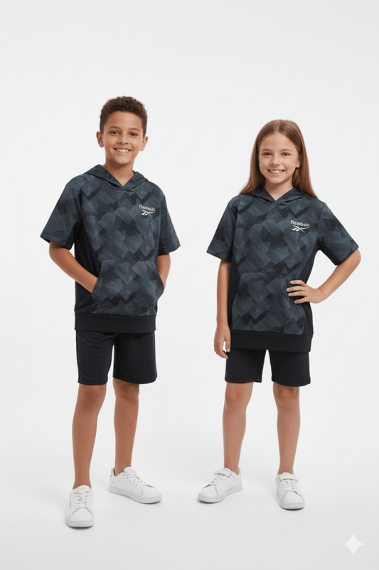 PRINTED HALF SLEEVE KIDS HOODIE - Smgarment's