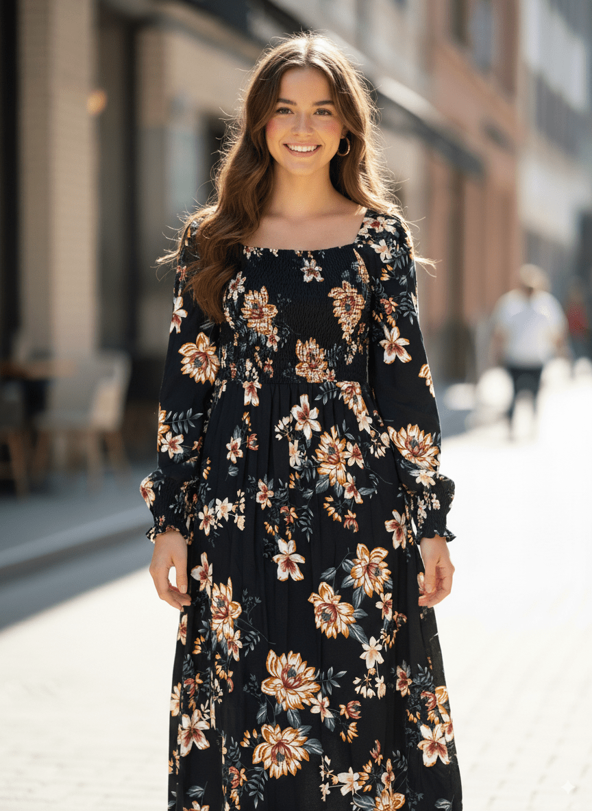 PRINTED WOMENS LONG DRESS - Smgarment's