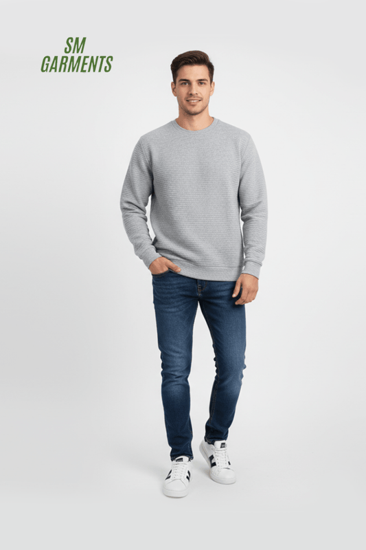 PULL&BEAR MENS TEXTURED Round Neck Sweatshirt - Smgarment's