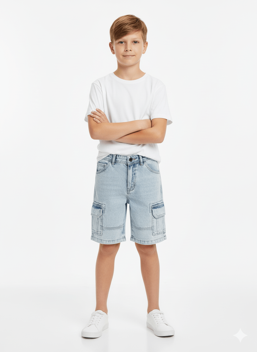 RES BOYS DENIM CARGO SHORTS - Smgarment's