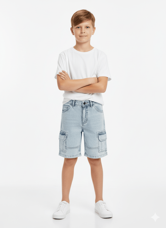 RES BOYS DENIM CARGO SHORTS - Smgarment's