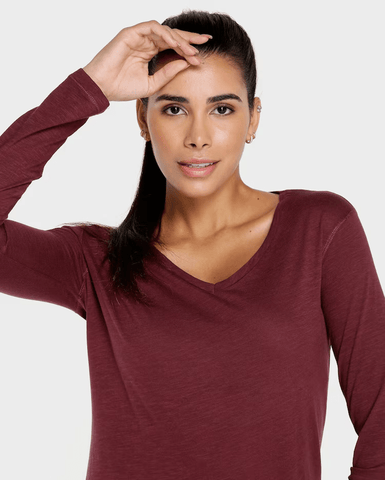 RIACHUELO Long Sleeve Burgundy Flame Blouse - Smgarment's