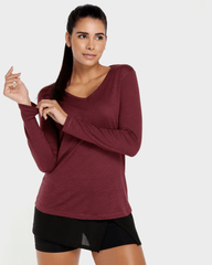 RIACHUELO Long Sleeve Burgundy Flame Blouse - Smgarment's