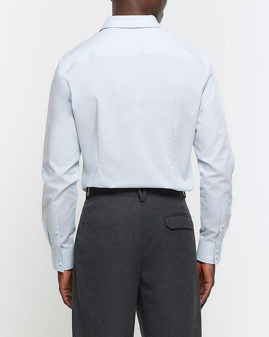 RIVER ISLAND Blue Slim Fit Long Sleeve Smart Shirt - SMgarment's