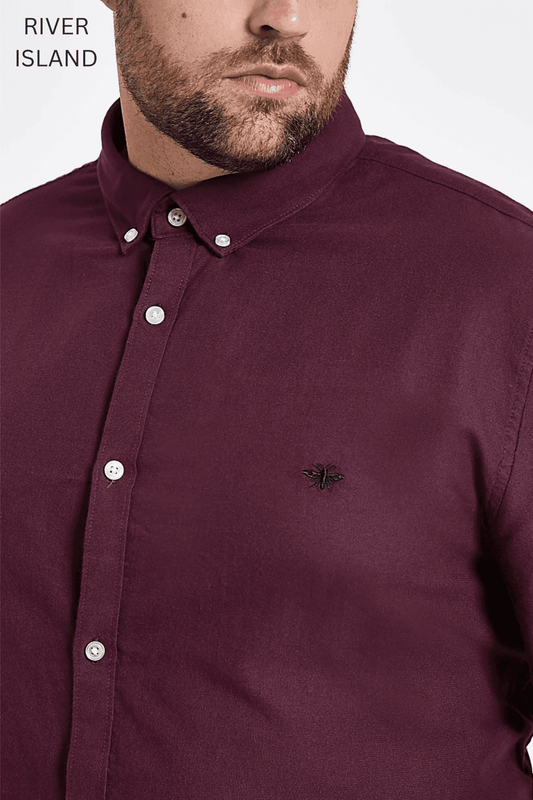 RIVER ISLAND DARK RED OXFORD SHIRT - SMgarment's