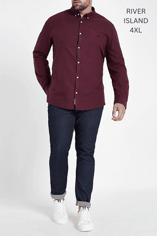 RIVER ISLAND DARK RED OXFORD SHIRT - SMgarment's