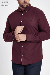 RIVER ISLAND DARK RED OXFORD SHIRT - SMgarment's