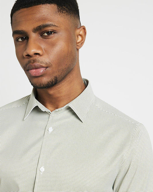 RIVER ISLAND Khaki Muscle Fit Geometric Smart Shirt - SMgarment's