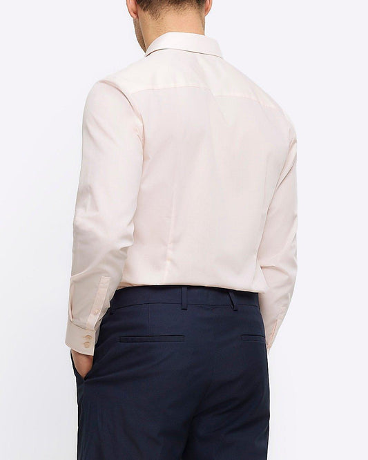 RIVER ISLAND Pink Slim Fit Long Sleeve Smart Shirt - SMgarment's