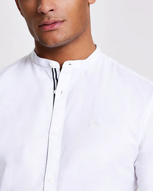 RIVERISLAND Maison Riviera White Long Sleeve Oxford Shirt - SMgarment's