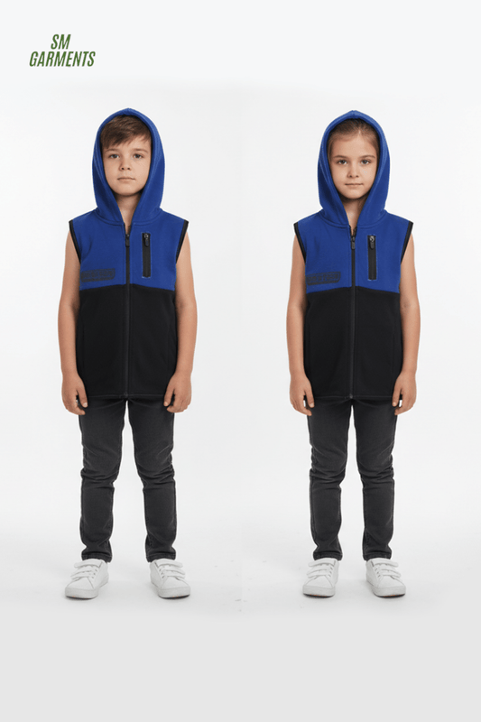 ROAD WEAR KIDS SLEEVE LESS ZIPPER WITH HOOD - Smgarment's