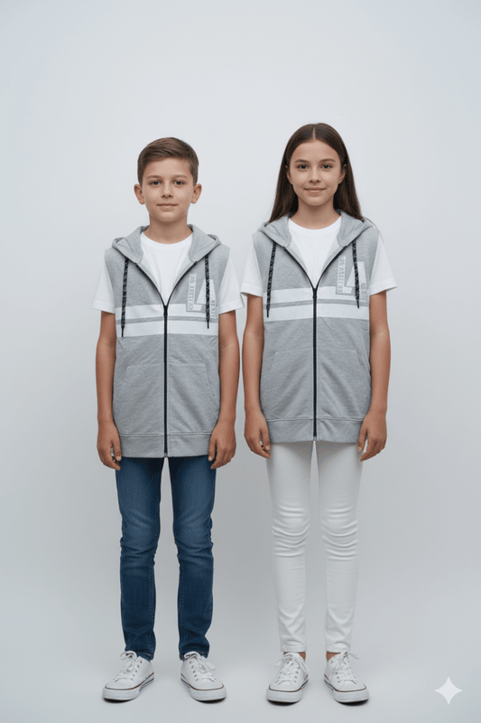 ROAD WEAR KIDS SLEEVE LESS ZIPPER WITH HOOD - Smgarment's