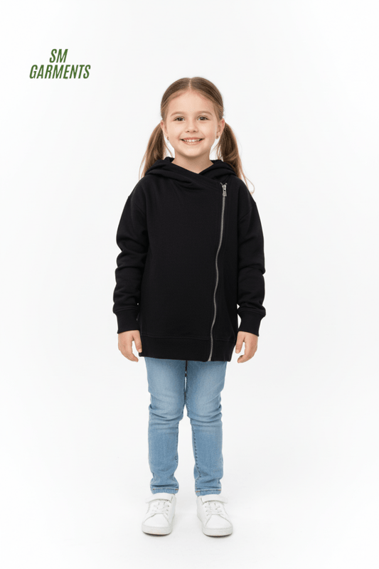 ROADWEAR Girls' Asymmetrical Zip Hoodie - Black - Smgarment's