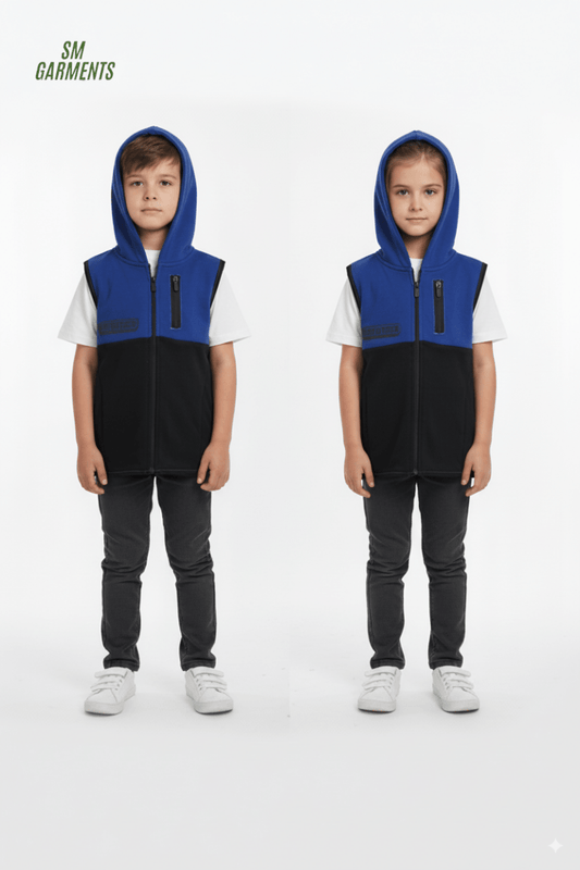 ROADWEAR Kids Black & Blue Sleeveless Zip - Up Hoodie - Smgarment's