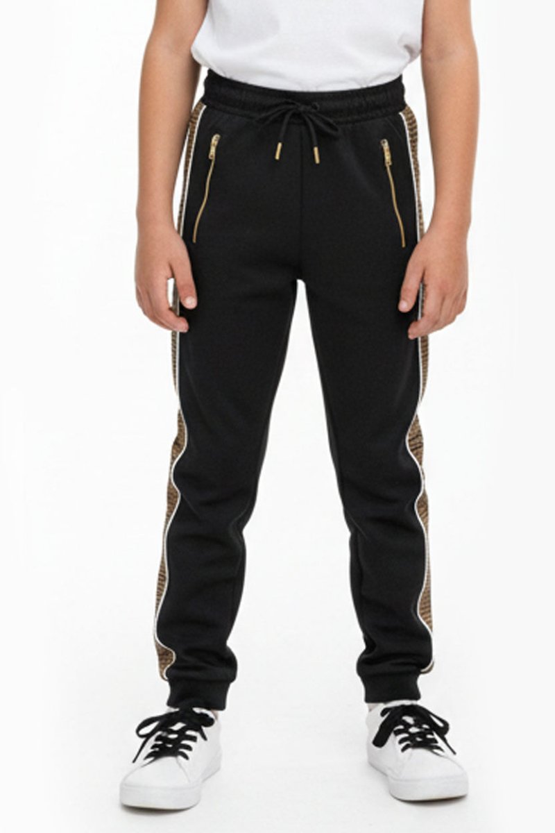 ROADWEAR KIDS BLACK/MUSTARD PANEL TROUSER - Smgarment's