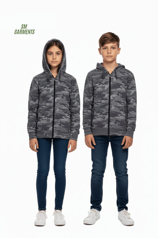 ROADWEAR KIDS GREY CAMO PRINTED HOODIE - Smgarment's