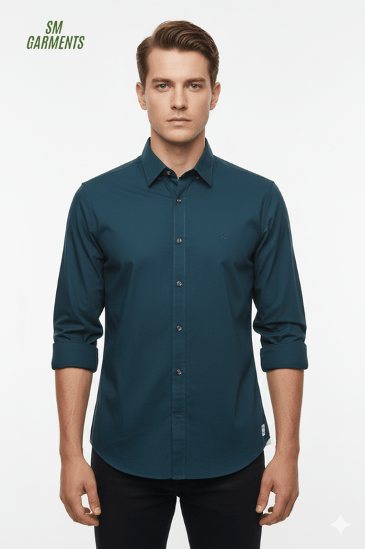 SACOOR BLUE MENS BASIC SHIRT WITH SIDE LOGO - Smgarment's
