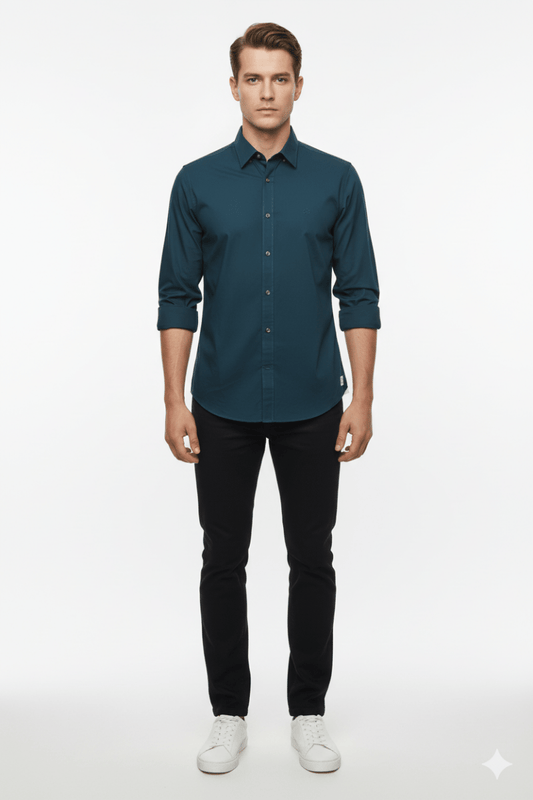 SACOOR BLUE MENS BASIC SHIRT WITH SIDE LOGO - Smgarment's