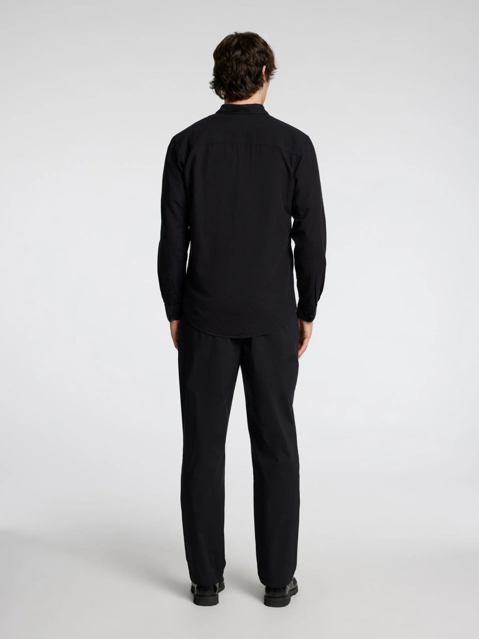 SELECTED HOMME LONG SLEEVED LINEN BLACK SHIRT - SMgarment's