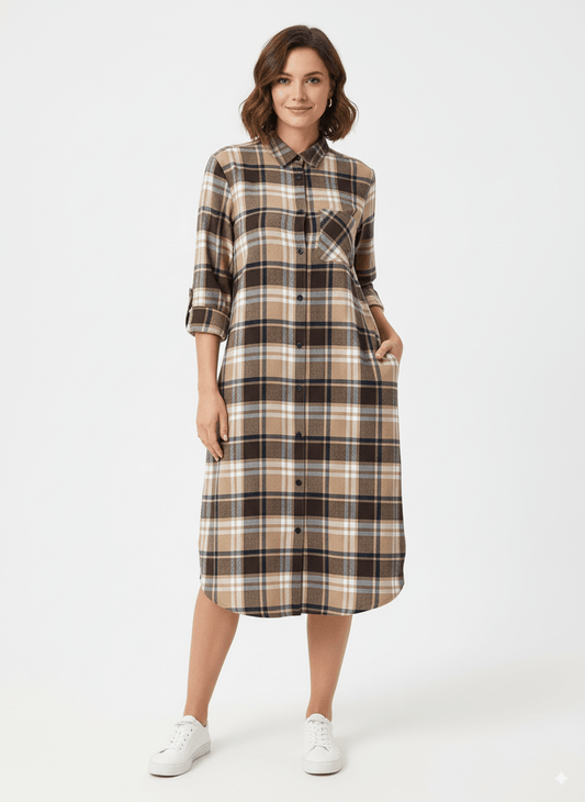 SEVEN LEMON WOMENS CHECK LONG SHIRT - Smgarment's