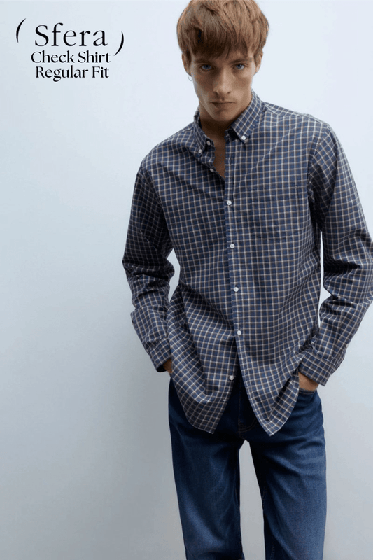 SFERA MEN Checked Poplin Regular Fit Shirt - Smgarment's