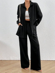 SHEIN LUNE Women's Loose Fit Drop - Shoulder Long Sleeve Shirt - Smgarment's